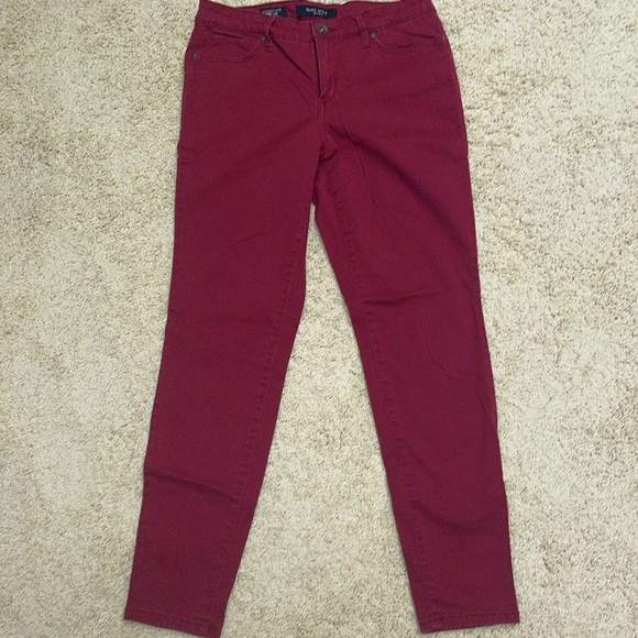 Nine West Cigarette Skinny Jeans Burgundy Red Cranberry Ankle Denim Sz 10 - Picture 2 of 12